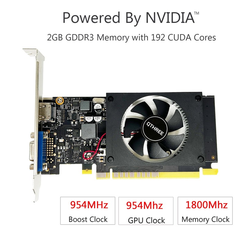 QTHREE NVIDIA GT 710 2GB Graphics Card,DRR3,64-bit,VGA,HDMI,PC Video Card,Computer GPU,PCI