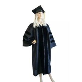 Unbranded Doctoral Cap and Gown 2024 Golden Tassel for PhD&Faculty Black Unisex, size 48