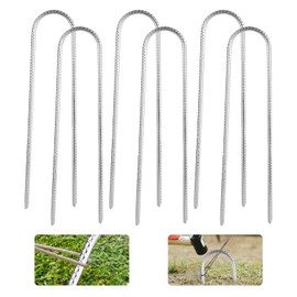 YHNDECO 6 Stück 30cm Erdanker Bodenanker, Verzinkter Stahl Bodenanker Trampolin Haken Zeltnägel, Robuste U-Typ Zeltheringe für Die Sicherung Von Zaun, Zelten, Vordächern, Camping