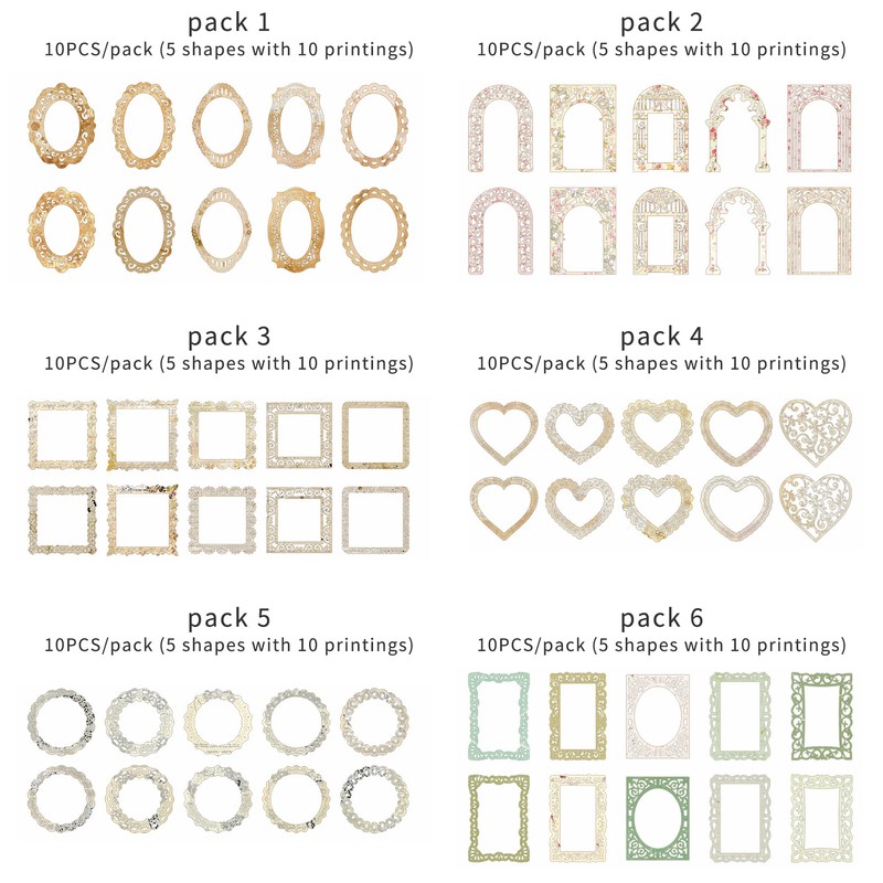 6 パック紙レース カット アウト ビンテージ レース紙フレーム装飾紙ダイカット紙ボーダー パターン印刷紙レース Doily のスクラップブッキングのジャーナリングカードメイキング・クラフト (Dream)