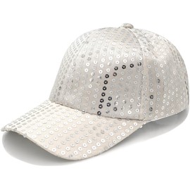 YeeHeen Sequins Baseball Cap Glitter Hat for Boy Girls Shiny Hip Hop Hat Silver