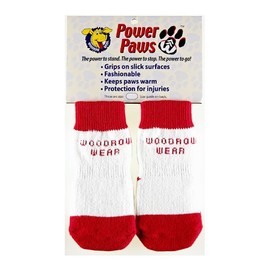 Woodrow Wear, Power Paws Advanced Dog Socks, Red White Stripe, L, Fits 75-95 pounds