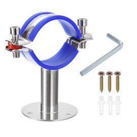 sourcing map Stainless Steel Pipe Supports Wall Mount Ceiling Mount Pipe Bracket Adjustable Clamp Pipe Straps with Screws Fit for Dia 51-57mm Pipe Tube