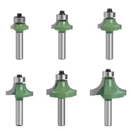 Pack of 6 Rounding Cutters 8 mm Shank, Carbide Radius Cutter with Ball Bearing, Round Over Cutter Bits, Router Bits, Milling Head for Router 8 mm for Carpentry Chamfering Woodworking Trimming