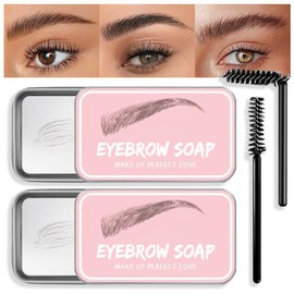 Soap Brows Kit,2Pcs/Set Eyebrow Freeze Styling Wax,Waterproof Long-lasting Eyebrows Enhancer Shaping Clear Tint Gel, Eye Brow Makeup Balm Pomade Cosmetics (2pc 04#)