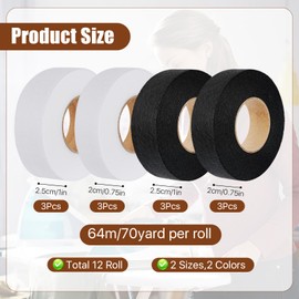 Boocalny 840 Yards Iron on Hemming Tape, 3/4 Inch x 420 Yards+1 Inch x 420 Yards Hem Tape No Sewing for Pants, Washable Hem Adhesive Tape for Curtain DIY Crafts Shirt Cloth Sock Fabric(White,Black)