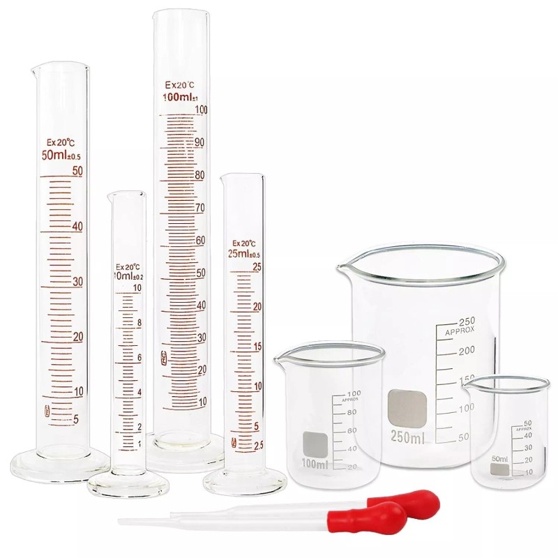 Unbranded Glass Graduated Cylinder Beaker Set 10ml 25ml 50ml 100ml
