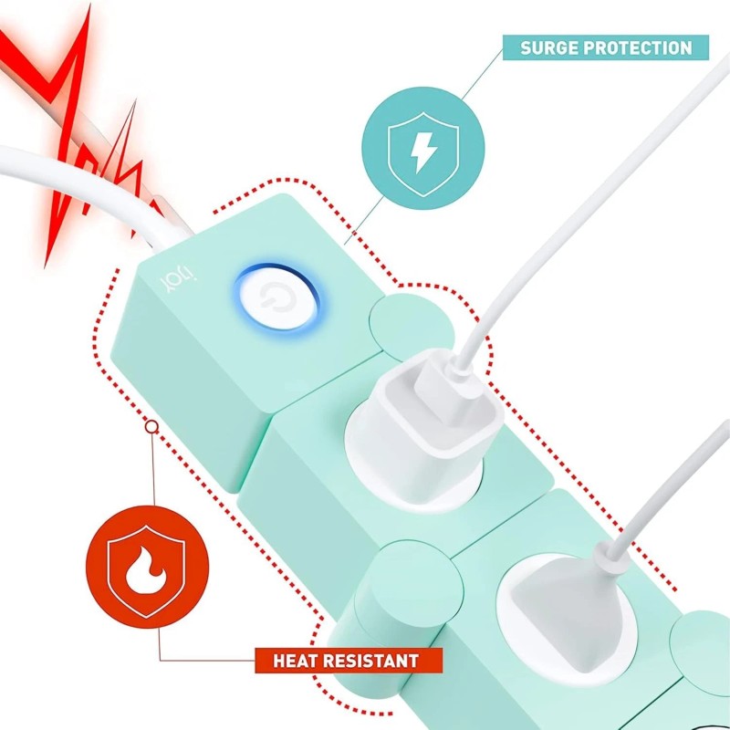 iJoy Flexible Power Strip - 3 AC Outlets and 2