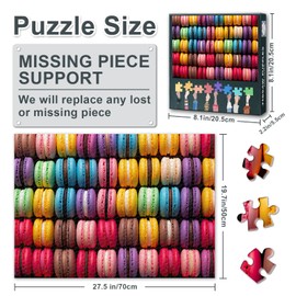 Adult Puzzles 1000 Pieces - Vibrant Macaroons & Dessert Art, Jigsaw Puzzle for Adults with Sweet Treats Design, 1000-Piece Puzzle Board, 27.5x19.7 Inches