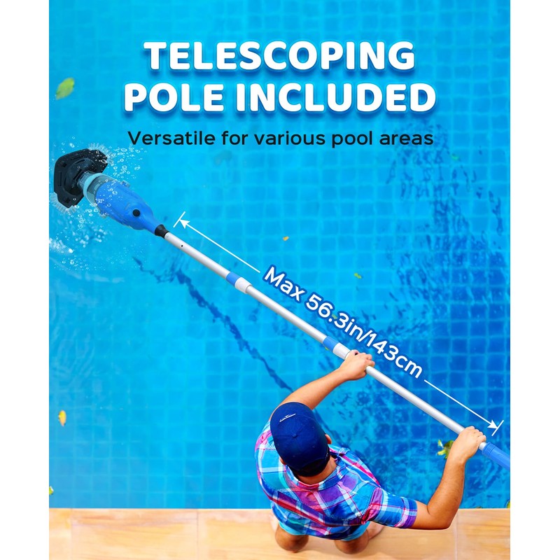 Pool Vacuum for Above Ground Pool with a Telescopic Pole,