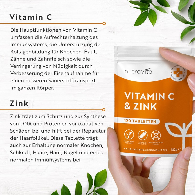 Vitamin C & Zinc - 120 Tablets - High Dose
