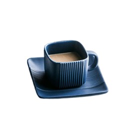 SHIIANN 4oz Ceramic Espresso Cups with Saucer, Set of 1, Mini Coffee Mugs Demitasse Cups, Espresso shot Cup - Blue