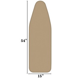 Bumkimue Ironing Board Cover and Pad, Full Size 15" x 54", Scorch and Stain-Resistant Iron Board Cover,Extra Large Iron Board Cover with Adjustable Fastener, Thick Padding, Elastic Edge (Light Brown)