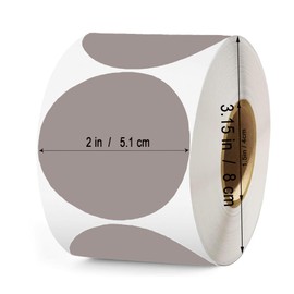 2 Inch Gray Round Thermal Labels, 600 Labels/Roll,Self-Adhesive Circle Inventory Stickers, Multi-Purpose Round Roll Thermal Printing Stickers for Business and Domestic Use