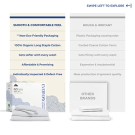 Mayfair Linen 100% Organic Cotton Percale Sheets California King Size - 4 Piece Percale Sheets California King, Percale Weave Sheets Calking Size, Crisp, Cooling Sheets, 16" Deep Pocket - Light Grey