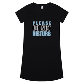 Ladies Nightie Short Sleeve Nightdress Fun Novelty Prints Plus Size 22 to 36 Sleep Wear (Black, DND, 26-28)