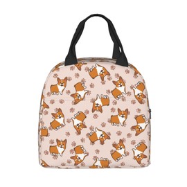 PrelerDIY Corgi Lunch Box - Insulated Lunch Bags for Kids Boys Girls Reusable Lunch Tote Bags, Perfect for School/Camping/Hiking/Picnic/Beach/Travel