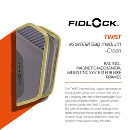 Fidlock Twist Essential Bag M Grey - Practical Compact Bicycle Bag Including Size 1.1 L - Green