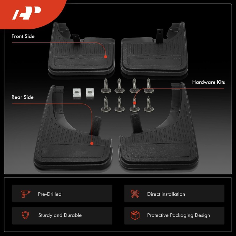 A-Premium Set of 4PCS Mud Flaps Splash Guards Mudguards with