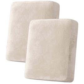 H.VERSAILTEX Velvet Stretch Couch Cushion Cover Plush Cushion Slipcover for Chair Loveseat Sofa Cushion Furniture Protector Seat Cushion Sofa Cover (2 Piece Medium Sofa Cushion Covers, Ivory)