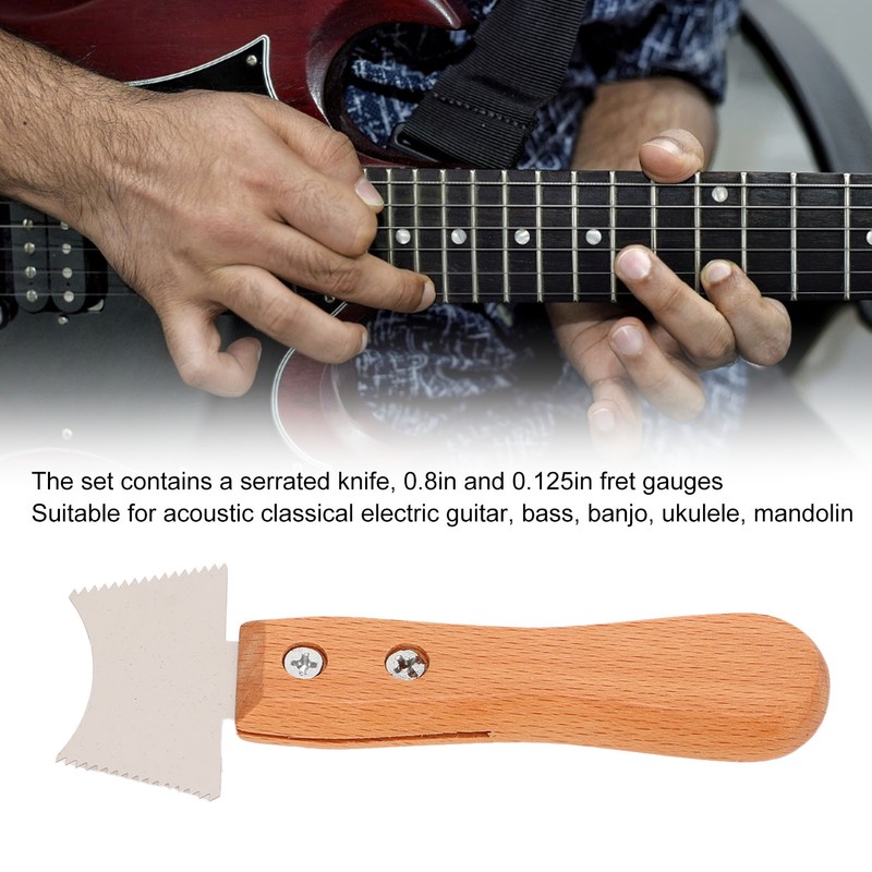Fretboard Repair Tool Set Serrated Knife 0.8in 0.125in Fret Gauge