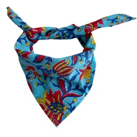 Third Eye Export 100% Cotton Hand Block Printed Black Bandana Head Scarf & Head Wraps Bandanas For Women/Men 20"X20" Inches Pack Of 2 Pcs (Sea Serpent and Darkish Red)