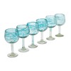 NOVICA Clear Blue Glass Hand Blown Wine Glasses, 13 Oz,