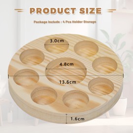 Honicemar 9 Hole Wooden Essential Oil Display Stand, Aromatherapy Oils Organiser - Pack of 4 Essential Oils Rack Holder Organiser, Suitable for Home/Spa/Dressing Table/Office