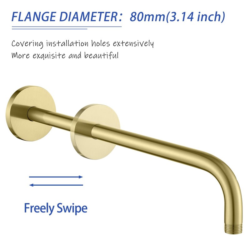 SWHYGER Stainless Steel Shower Head Extension Arm Wall Mounted Rainfall