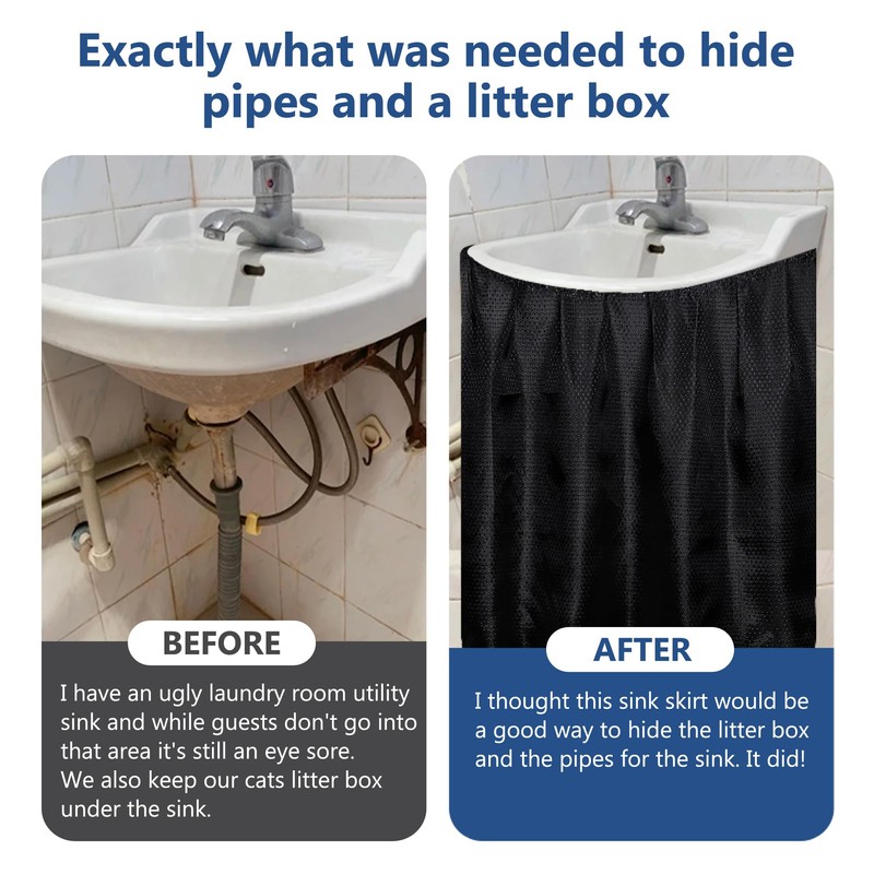 Fabric Sink Skirt for Pedestal Sinks – Waterproof Under Sink