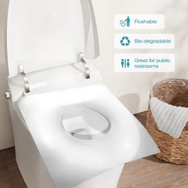 Huazu Disposable Flushable Toilet Seat Covers, 100pcs Biodegradable Seat Covers, Ideal for Airplane Trips Camping Public Restroom, Travel Pack for Potty Training