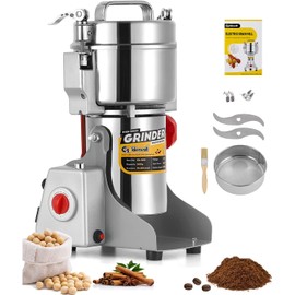 CGOLDENWALL 300g Electric Grain Grinder Mill Safety Upgraded 1500W High-speed Spice Herb Grinder Commercial Superfine Grinding Machine Dry Cereals Pulverizer CE 110V (300g Swing Type)