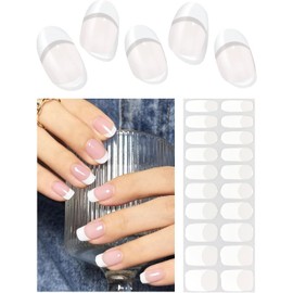 Wahrshei UV Gel Strips | 20 pcs Classic French UV Gel Nagelfolie | Nagelfolie Selbstklebend | Gel Nail Stickers, Gellack Wraps für Nagel