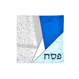 Rite Lite Geometric Design Matzah Cover - Shades of Blue Stylish & Contemporary Cover for Passover, Pesach Jewish Holiday Party Gifts Decorations Decor Seder Hebrew Haggadah Traditional Judaism Gifts