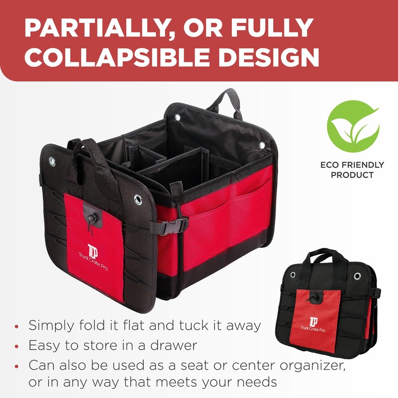 TRUNKCRATEPRO Red Car Accessories Trunk Organizer for Car, SUV Premium