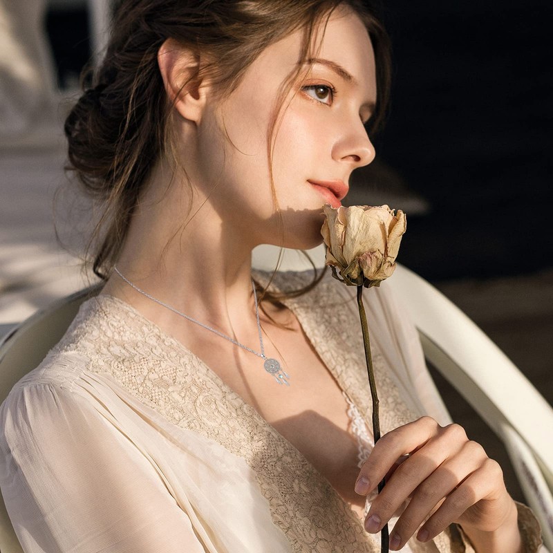 XIXLES Dream Catcher Necklace for Women 925 Sterling Silver Dreamcatcher