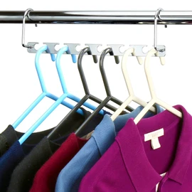 H&S 6pcs Wardrobe Clothes Wonder Hanger Hooks Organiser Magic Closet Coat Clothing Organiser Hanging Hangers Metal (Pack of 6)