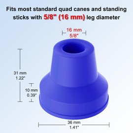 supregear Quad Cane Tips (4-Pack) - Heavy Duty Rubber 5/8 inch Cane Tip - Non-Slip Extreme Grip Cane Replacement Foot - Accessories for Walking and Standing Stick for Women, Men, Seniors, Elderly