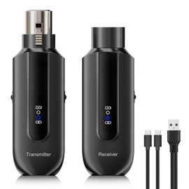 2.4 Ghz Wireless Microphone Transmitter Receiver: Plug-on XLR Wireless Transmission System - 48V Phantom Power for Dynamic Microphone, Audio Mixer, PA System