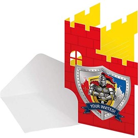 Folat New Knight and Crest Party Invitations Pack of 8.