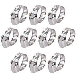 XSAJU Hose Band, Stainless Steel, Set of 10, 0.2 - 0.5 inches (6 - 12 mm), Hose Clamp, Adjustable, Screw Tightening (Φ 0.2 - 0.5 inches (6 - 12 mm), 10 Pieces