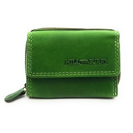 Genuine Leather Compact Wallet for Men & Women - Small Wallet with RFID Protection, 2 Note Compartments, Zip Coin Pocket, Genuine Leather, Green, S, Casual