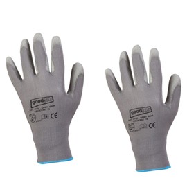 SC-Normteile Work Gloves, Protective Gloves in Grey – Size 7 (S) – (2 Pairs) – PU/Polyester – Fine Knit – Assembly Gloves – Grey Edition – CAT 2