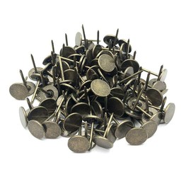 Sydien 100Pcs Bronze Tone Flat Head Thumb Tack Furniture Decor Upholstery Push Pins(11mm x 17mm)