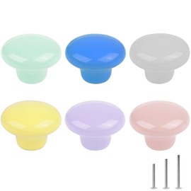 ShipeeKin 6X Colorful Door Knobs Cute Round Ceramic Cabinet Cupboard Drawer Pull Handle 32mm for Kid's/Children Bedroom