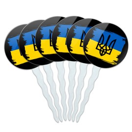 GRAPHICS & MORE Ukraine Coat of Arms Cupcake Picks Toppers Decoration Set of 6
