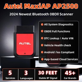 Autel MaxiAP AP2500 2024 Newest Obd2 Scanner Bluetooth Code Reader, Upgraded of AP200 H/C/M, All System Diagnostic Scan Tool, 5+ Service, EV Battery, 45+ Car Brands, OBDII 10 Tests, for Android/iOS