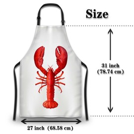 Olikked Cooking Apron for Women Lobster Aprons for Men for Kitchen Restaurant BBQ Painting Crafting Gardening 27” (W) x 31” (H), Waterproof Aprons
