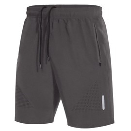 SIHOHAN Men's Sports Shorts, Quick-Drying Sports Shorts, Shorts with Zip Pocket, Suitable for Various Leisure and Sports Occasions, gray