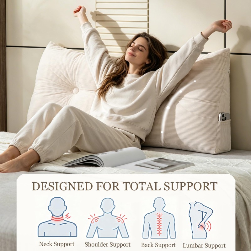 Couch Wedge Headboard Pillow,Twin Triangle Pillows for Headboard,Back Rest Pillow